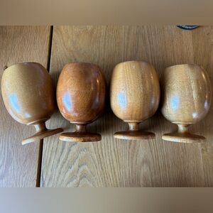 MCM Wood Pedestal Cups/Goblets Set 4